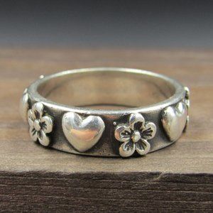 Size 5 Sterling James Avery Heart & Flower Ring